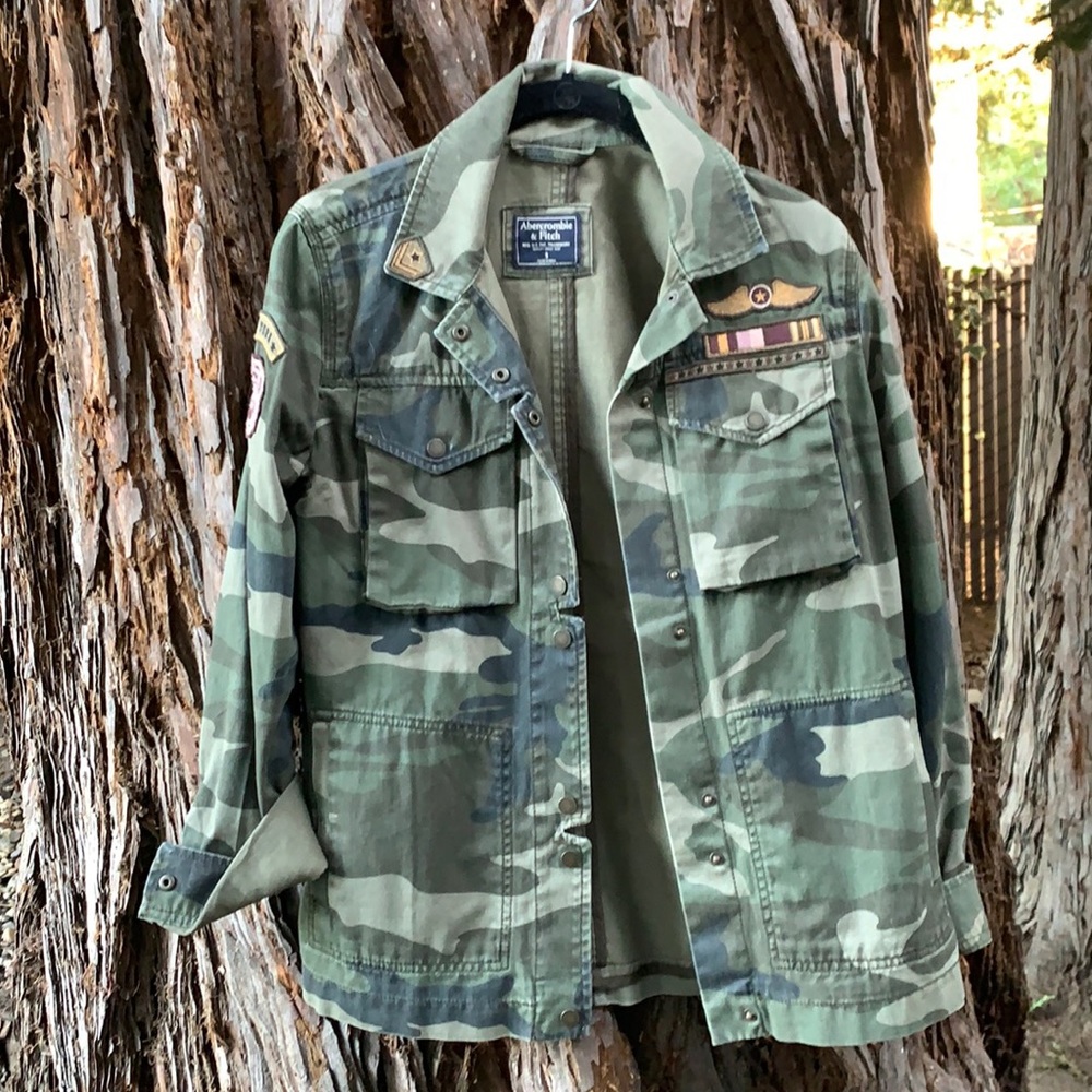 Camo Abercrombie & Fitch Camo Jacket with Patches Top Gun Vibes Rose New York